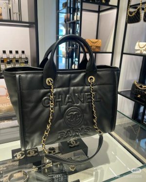 Chanel soft leather shiny beach bag
