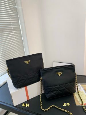 Prada Nylon Diamond Chain Flap Bag