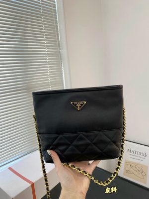 Prada Nylon Diamond Chain Flap Bag - Image 2