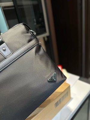 Prada Men's Canvas Briefcase Crossbody Handbag Computer Bag - Image 8