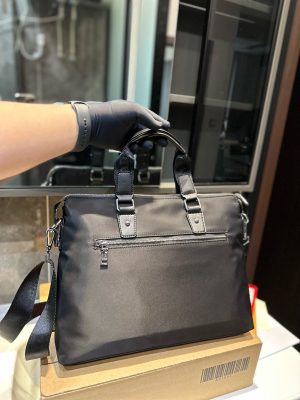 Prada Men's Canvas Briefcase Crossbody Handbag Computer Bag - Image 6