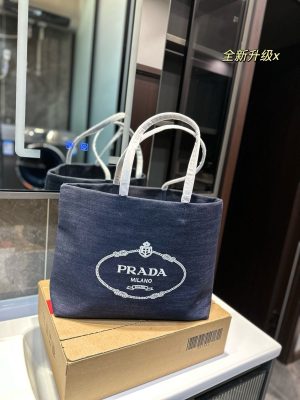 Prada denim series large capacity tote bag - Image 8