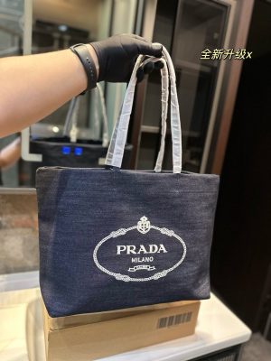 Prada denim series large capacity tote bag - Image 4
