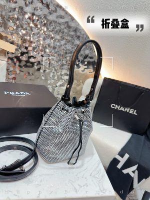 Prada Diamond Drawstring Nylon Bucket Bag - Image 7