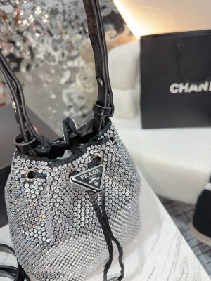 Prada Diamond Drawstring Nylon Bucket Bag - Image 6