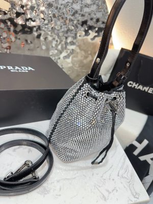 Prada Diamond Drawstring Nylon Bucket Bag - Image 5