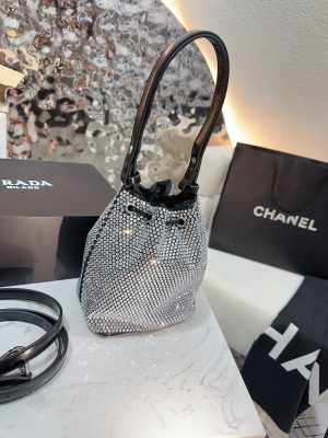Prada Diamond Drawstring Nylon Bucket Bag - Image 4