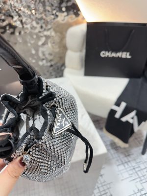 Prada Diamond Drawstring Nylon Bucket Bag - Image 3