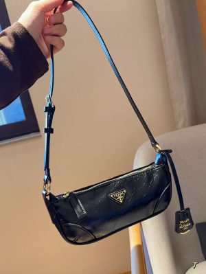 Prada women's Re-Edition 2002 waxed leather baguette underarm bag - Image 9