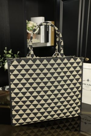 Prada triangular checkered tote bag