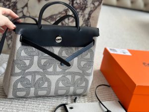 Hermès herbag canvas shopping bag - Image 4